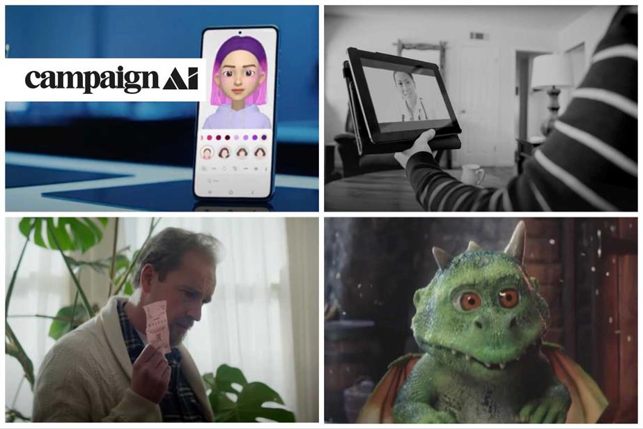 A collage of ads, clockwise from top left: Samsung, Pfizer, John Lewis and Allwyn
