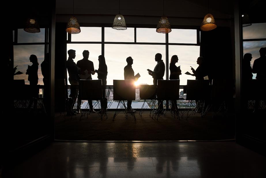 silhouettes of people in office